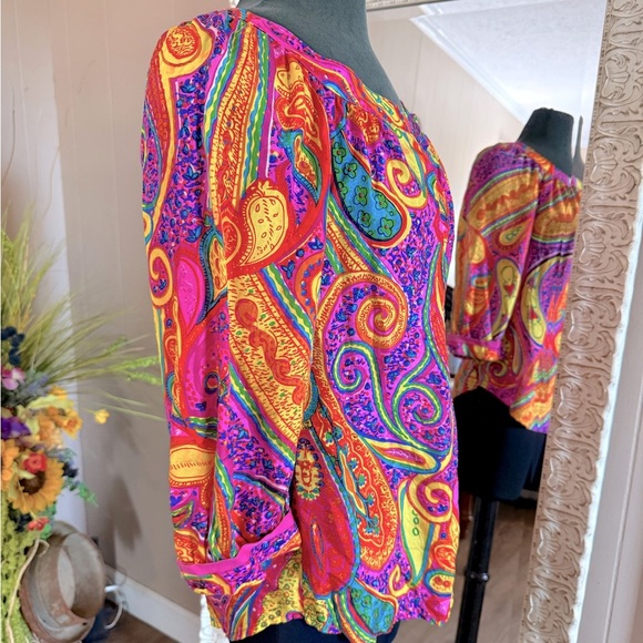 Trina Turk • 100% Silk Colorful Paisley Blouse - Picture 12 of 13